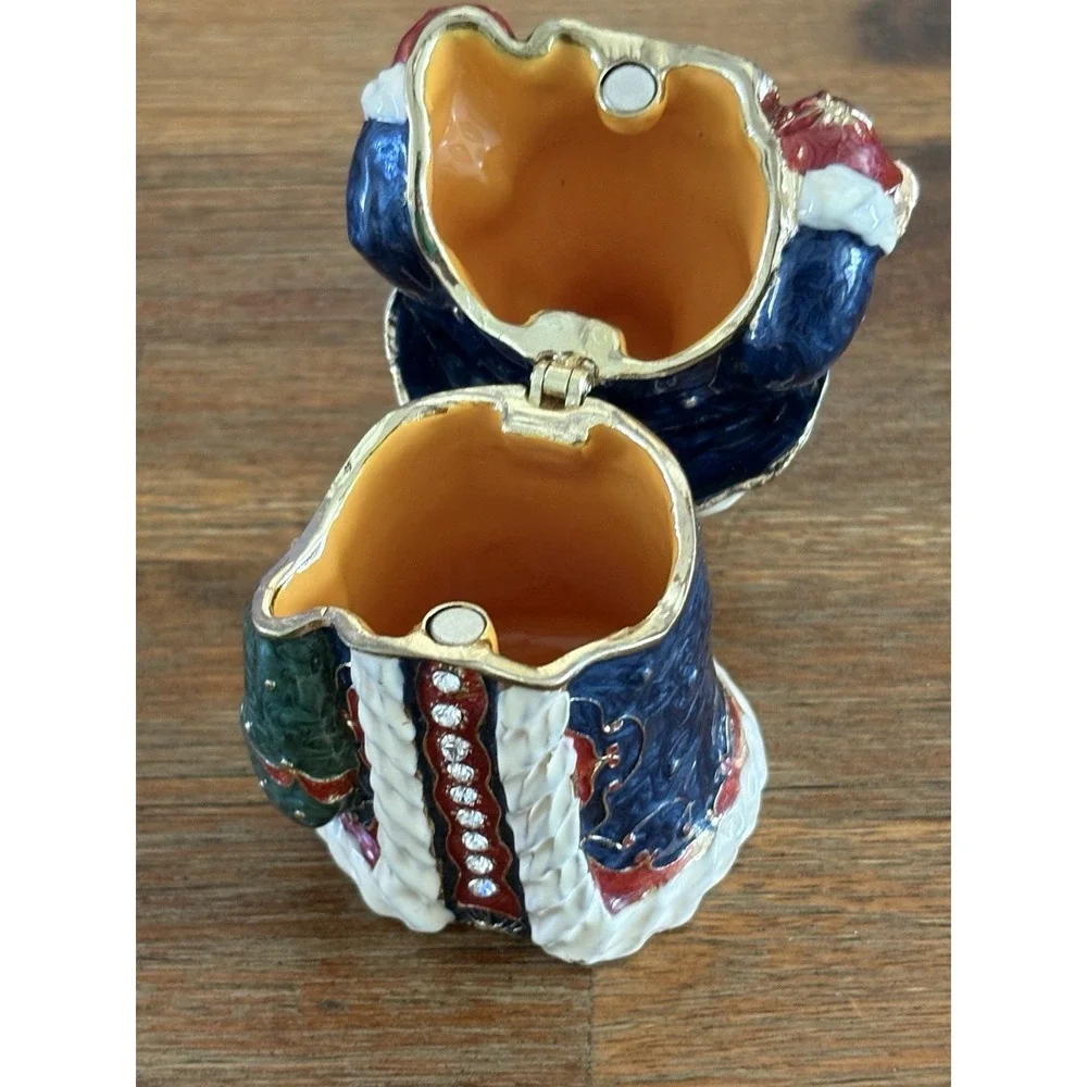Santa Clause Trinket Box‎ Enamel With Swarovski Crystals Multicolor Jeweled